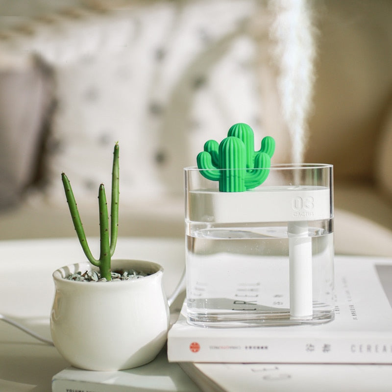 160ML Ultrasonic Air Humidifier Clear Cactus Color Light USB Essential Oil Diffuser Car Purifier Aroma Diffusor Anion Mist Maker Metrolina Premiere Solutions