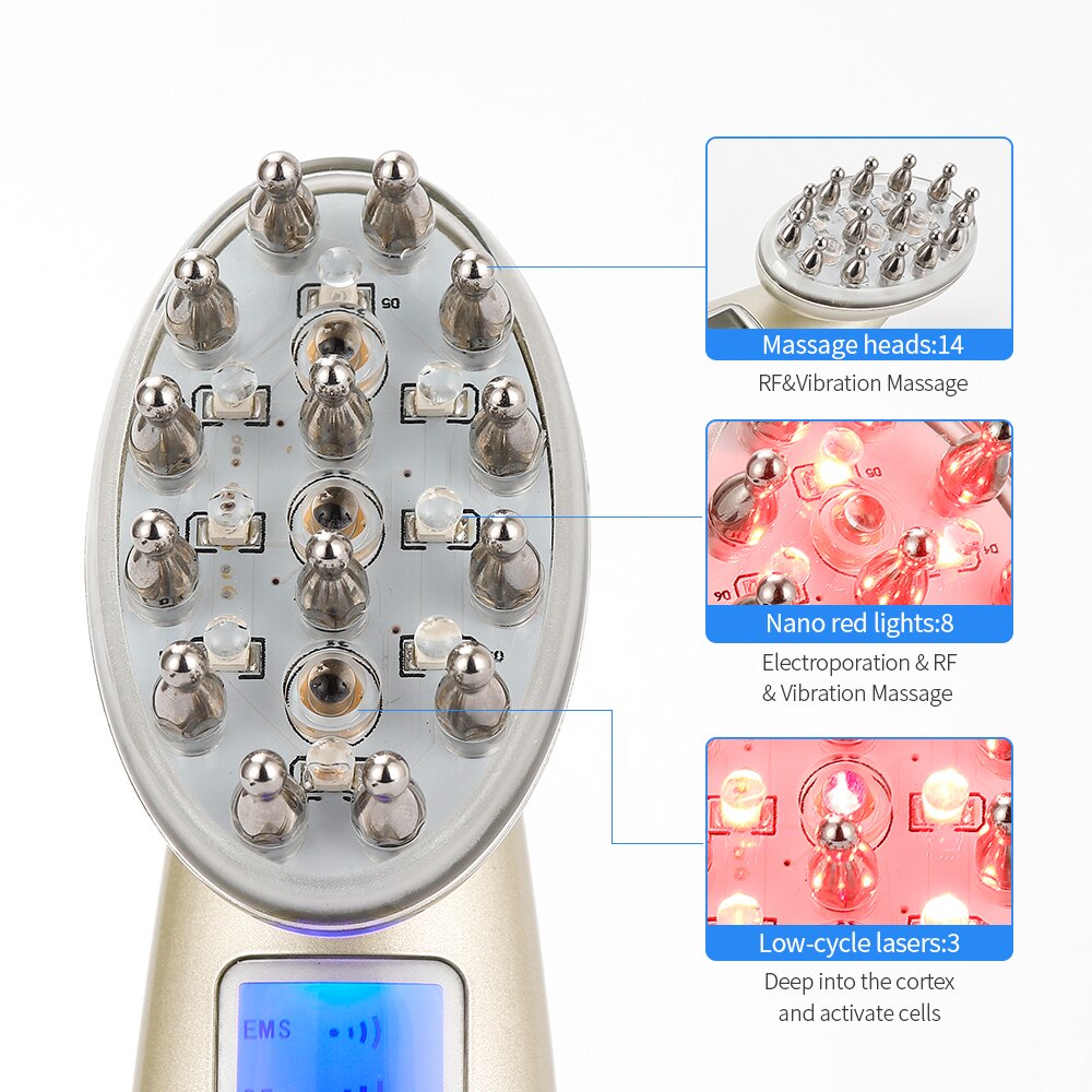 Electric Laser Hair Growth Comb Infrared EMS RF Vibration Massager Microcurrent Hair Care Hair Loss Treatment Hair Regrowth Metrolina Premiere Solutions