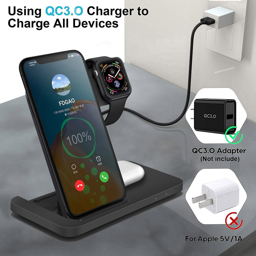 3in1 Wireless Fast Charger Dock Station Metrolina Premiere Solutions