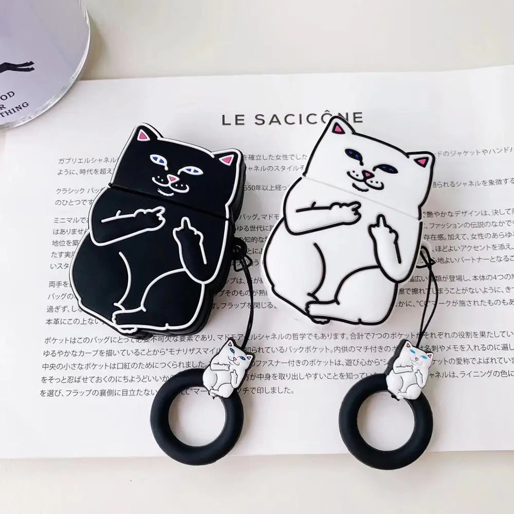 Cartoon Cat AirPods Case Metrolina Premiere Solutions