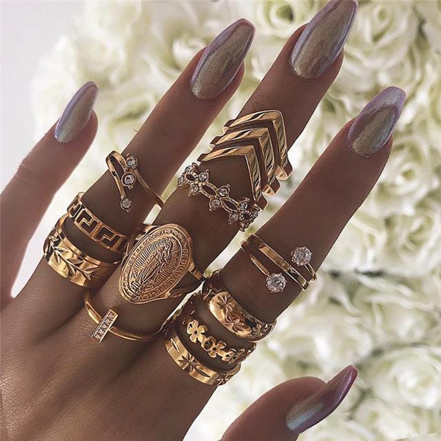 13 Piece Medallion Ring Set With Austrian Crystals 18K Gold Plated Ring ITALY Design Metrolina Premiere Solutions