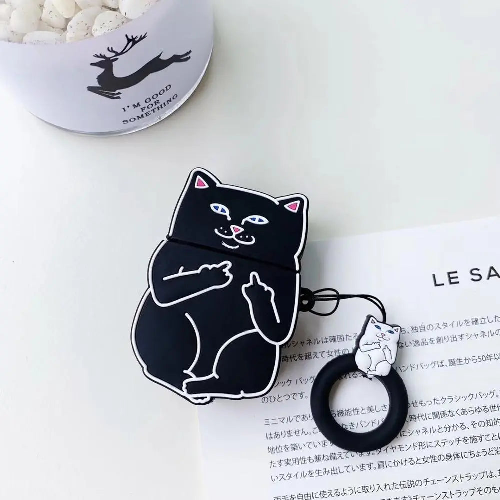 Cartoon Cat AirPods Case Metrolina Premiere Solutions