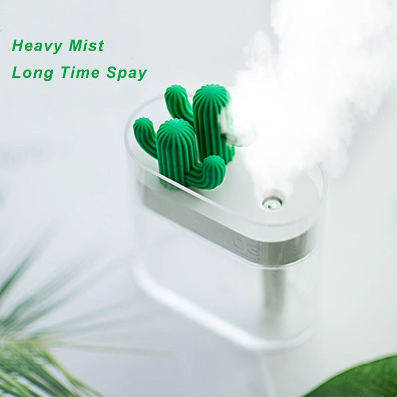 160ML Ultrasonic Air Humidifier Clear Cactus Color Light USB Essential Oil Diffuser Car Purifier Aroma Diffusor Anion Mist Maker Metrolina Premiere Solutions