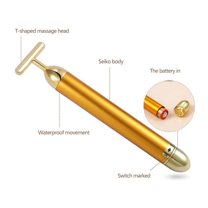 Energy 24K Gold T Beauty Bar Facial Roller Massager Metrolina Premiere Solutions