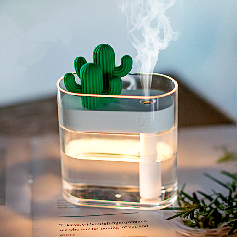 160ML Ultrasonic Air Humidifier Clear Cactus Color Light USB Essential Oil Diffuser Car Purifier Aroma Diffusor Anion Mist Maker Metrolina Premiere Solutions
