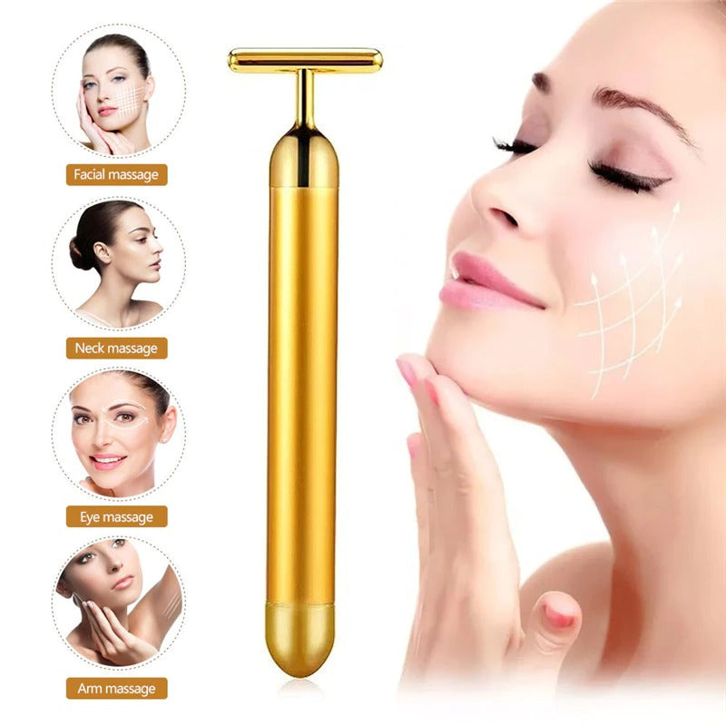Energy 24K Gold T Beauty Bar Facial Roller Massager Metrolina Premiere Solutions