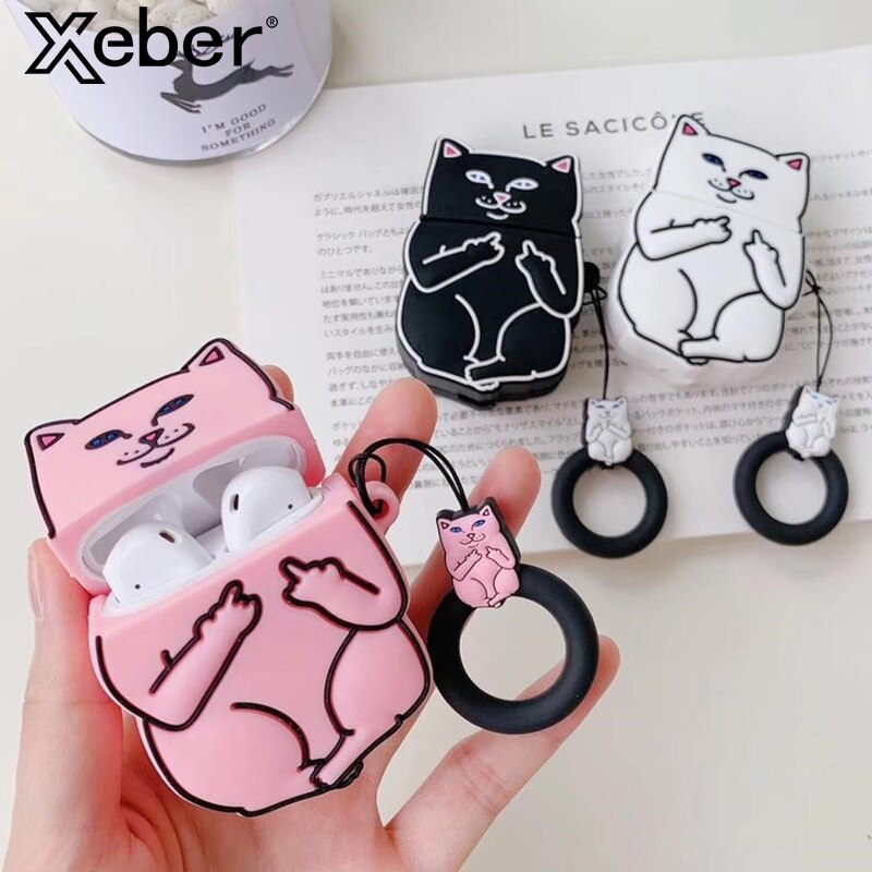 Cartoon Cat AirPods Case Metrolina Premiere Solutions